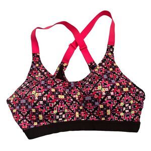 VSX Victoria’s Secret Pink Black Geometric Sports Bra size 34B Workout Athletic